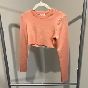 Peach Long Sleeve Crop Top